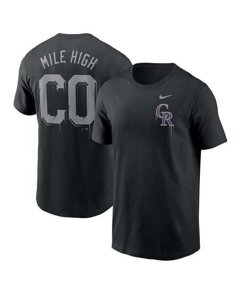 Men's Black Colorado Rockies Mile High Local Team T-shirt
