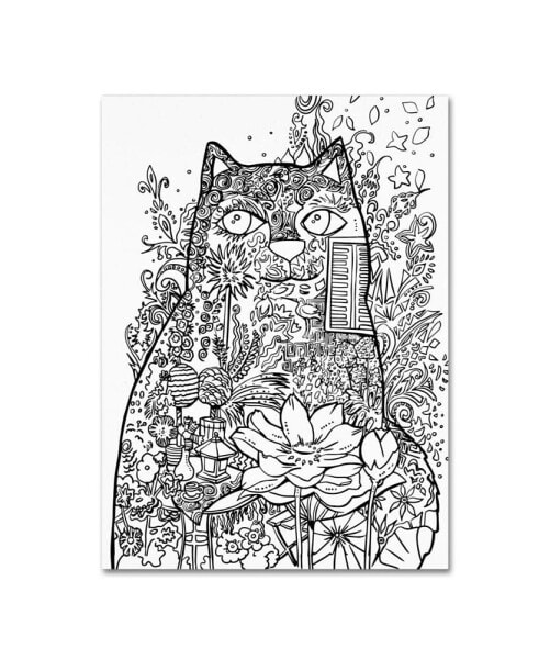 Oxana Ziaka 'Lotus Cat 2' Canvas Art - 19" x 14" x 2"