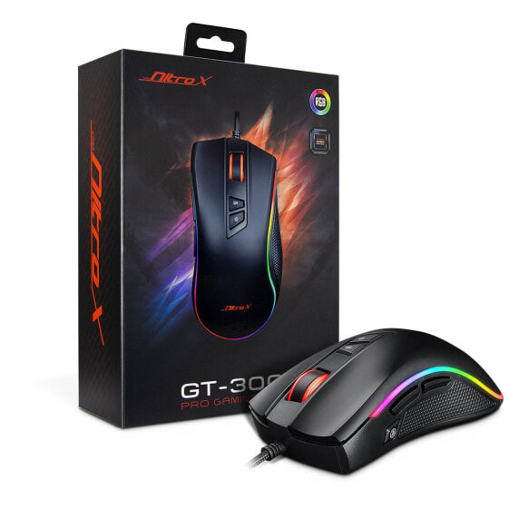 Inter-Tech GT-300+ RGB - Right-hand - USB Type-A - 4000 DPI - Black