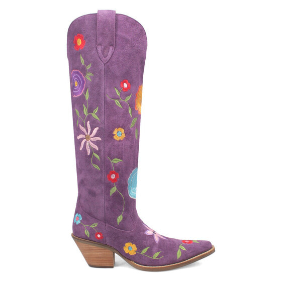 Dingo Flower Power Embroidered Floral Snip Toe Cowboy Womens Purple Casual Boot