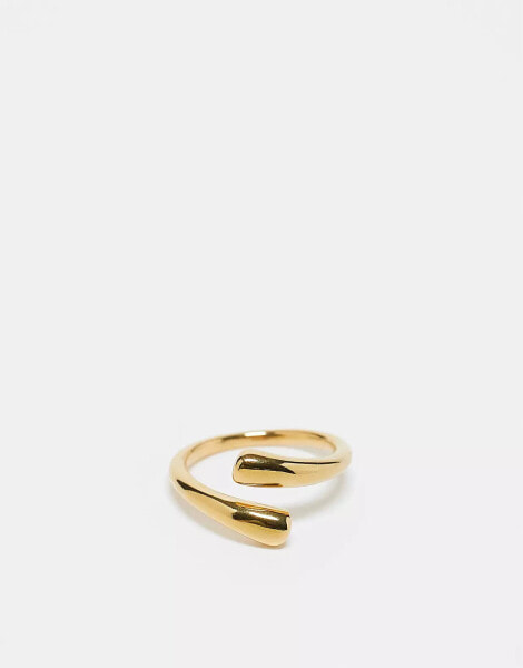 ASOS DESIGN Curve waterproof stainless steel ring with wraparound design in gold tone