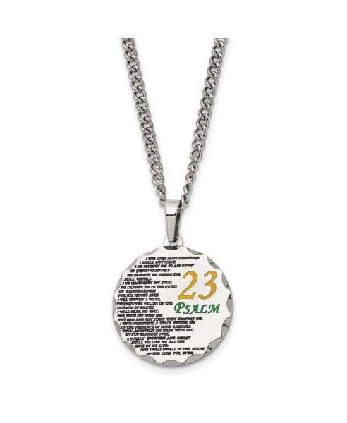 Polished Acid Etched Psalm 23 Pendant on a Curb Chain Necklace