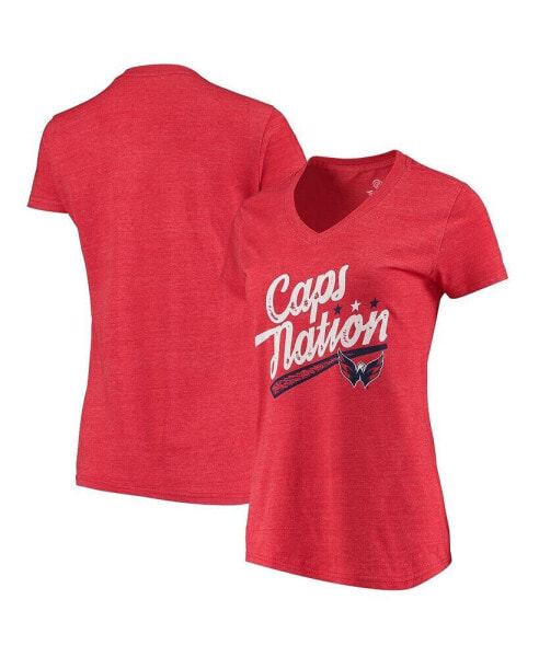 Women's Red Washington Capitals Caps Nation Tri-Blend V-Neck T-shirt