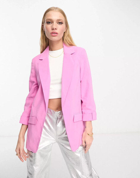 River Island oversized blazer in bright pink