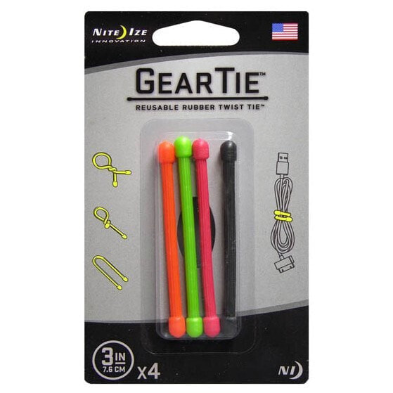 NITE IZE Gear Tie 3´´ 4 Pack Support