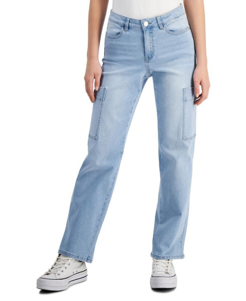 Juniors' Mid-Rise Wide-Leg Pocket Jeans