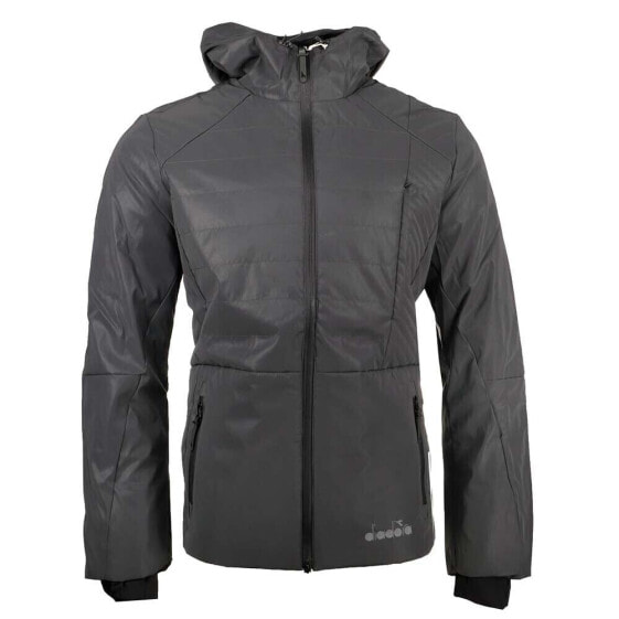 Ветровка для бега Diadora Bright Be One Full Zip Running Jacket черного цвета для мужчин