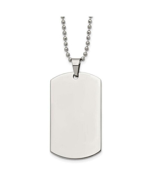 Brushed Rounded Edge 2mm Dog Tag Ball Chain Necklace