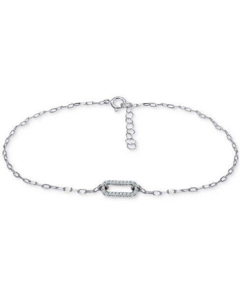 Cubic Zirconia Pavé Link Ankle Bracelet in Sterling Silver & 18k Gold-Plate, Created for Macy's