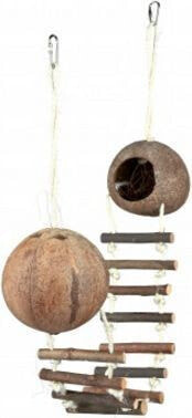 Игрушка и декор TRIXIE Двойной домик из кокоса с лестницей, диаметр 13 см