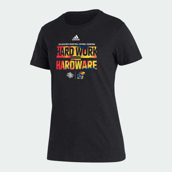 Футболка женская Fanatics adidas Черная Kansas Jayhawks 2022 NCAA Men's Basketball Tournament March Madness Чемпионы Национальный T-Shirt