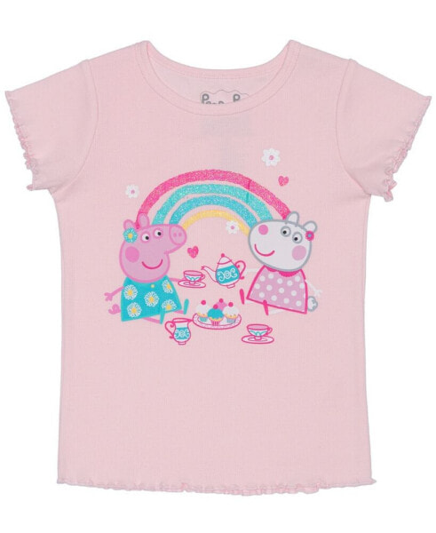 Toddler & Little Girls Keep on Smiling Short Sleeve Rib Top