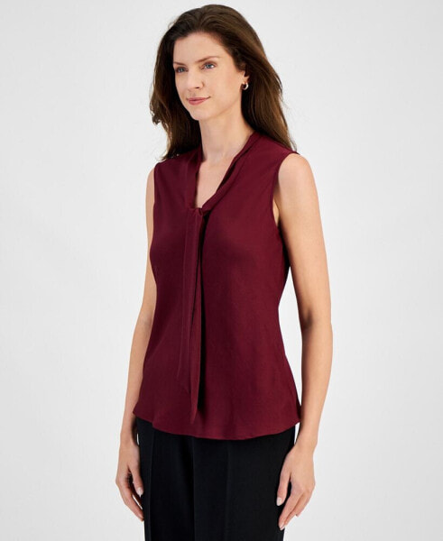 Petite Tie-Neck Sleeveless Top