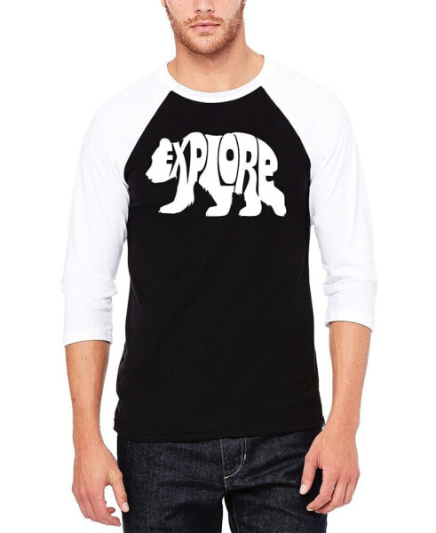 Explore - Men's Raglan Baseball Word Art T-Shirt