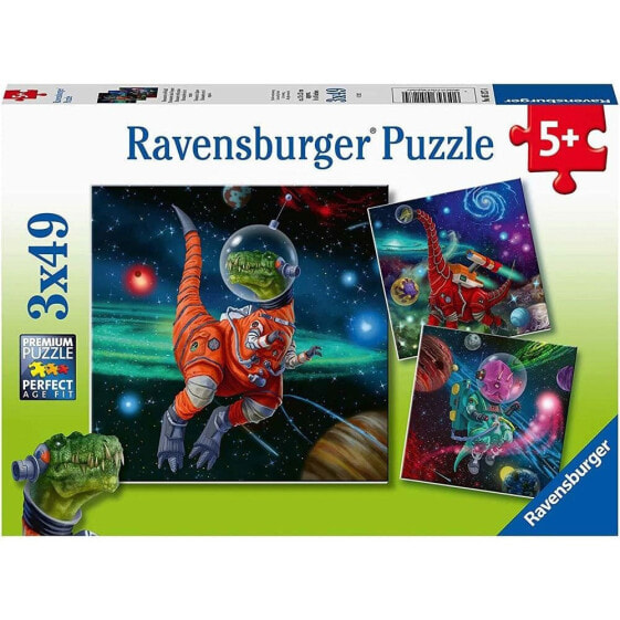 RAVENSBURGER Triple 3x49 Dinos Pieces In Space Puzzle