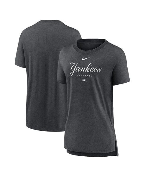 Women's Heather Charcoal New York Yankees Authentic Collection Early Work Tri-Blend T-shirt