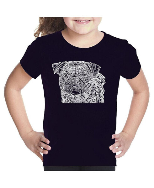 Big Girl's Word Art T-shirt - Pug Face