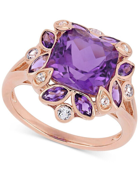 Amethyst (3 ct. t.w.) & White Topaz (1/5 ct. t.w.) Ring in 18k Rose Gold-Plated Sterling Silver