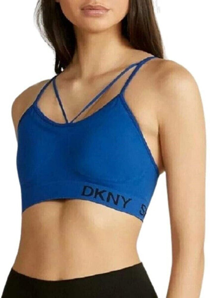 DKNY Sport 258783 Women's Low Impact Fitness Sports Bra Blue Size Large