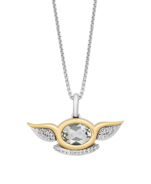 Star Wars grogua Diamond and Green Quartz Pendant Necklace (1/10 ct. t.w.) in 10K Yellow Gold and Sterling Silver
