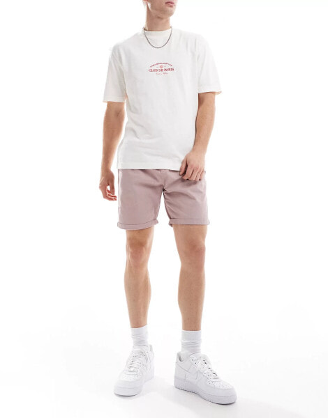 Brave Soul chino shorts with elasticated waist in dusty pink