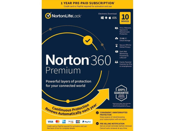 Norton 360 Premium 2024 - 10 Devices - 1 Year with Auto Renewal - Key Card