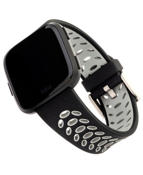 Black and Gray Premium Sport Silicone Band Compatible with the Fitbit Versa and Fitbit Versa 2