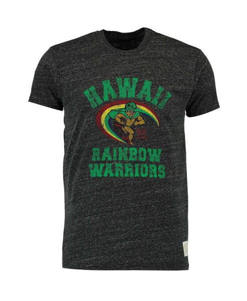 Men's Heather Black Hawaii Warriors Vintage-Like Rainbow Warriors Tri-Blend T-shirt