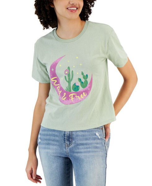 Juniors' Short-Sleeve Crewneck Cactus Graphic T-Shirt