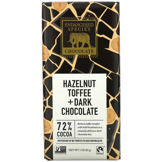 Hazelnut Toffee + Dark Chocolate, 72% Cocoa, 3 oz (85 g)