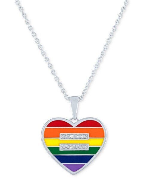 Diamond Accent Rainbow Heart Pendant Necklace in Sterling Silver, 16" + 4" extender