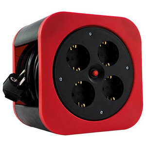 REV Ritter REV 0010012600 - 10 m - 4 AC outlet(s) - Indoor - 1.5 mm² - Black,Red - Plastic