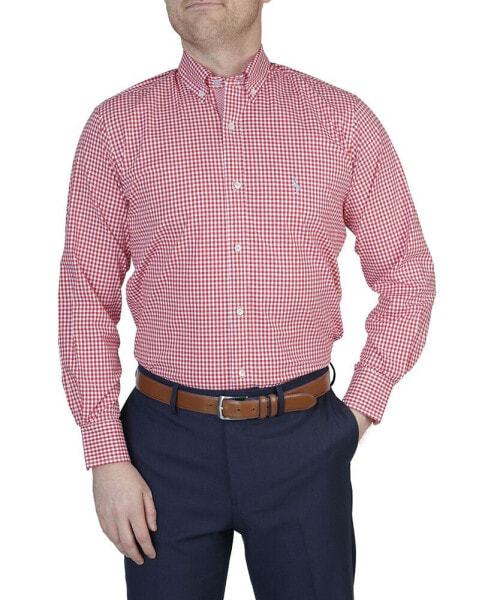 Men's Mini Gingham Cotton Stretch Long Sleeve Shirt