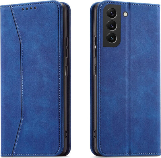 Hurtel Magnet Fancy Case etui do Samsung Galaxy S22+ (S22 Plus) pokrowiec portfel na karty kartę podstawka niebieski