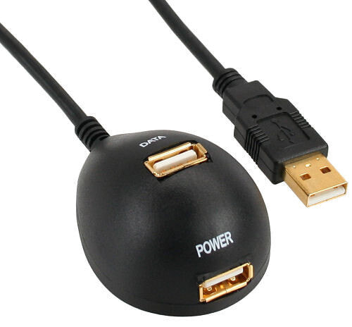 InLine USB 2.0 Cable Type A male / female - with base - black - 2m