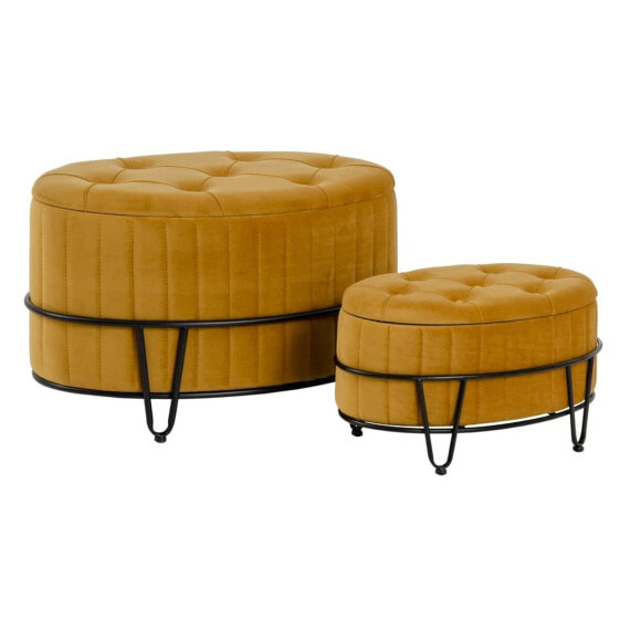 Pouffe 80 x 80 x 46 cm Synthetic Fabric Metal Ocre