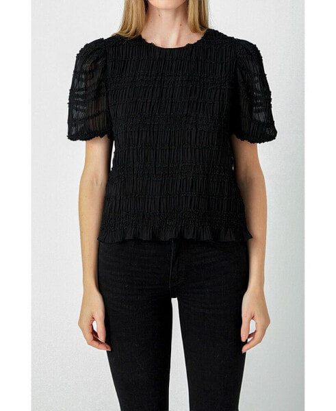 Women's Textured Puff Sleeve Top