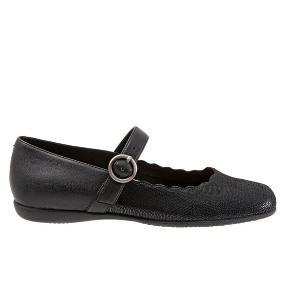 Trotters Sugar T1963-014 Womens Black Leather Slip On Mary Jane Flats Shoes