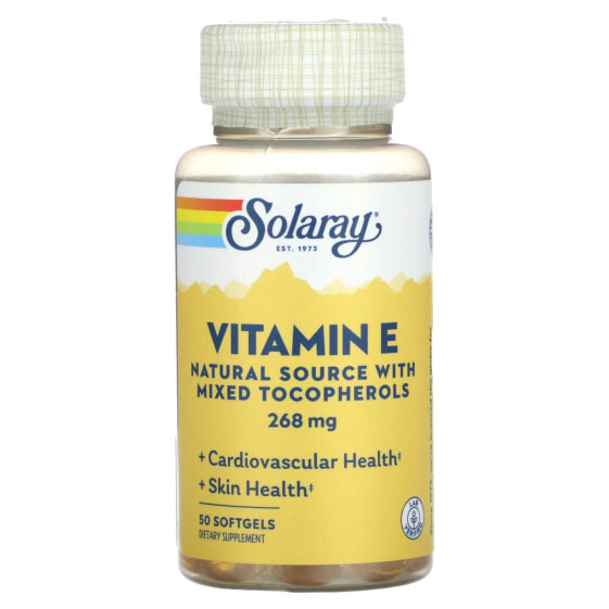 Витамин E SOLARAY, 268 мг, 50 мягких капсул