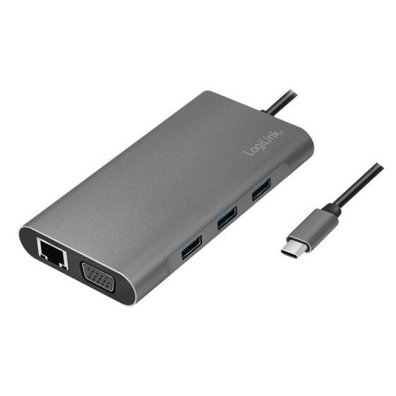 LogiLink UA0383 - Wired - USB 3.2 Gen 1 (3.1 Gen 1) Type-C - 100 W - 3.5 mm - 10,100,1000 Mbit/s - Silver