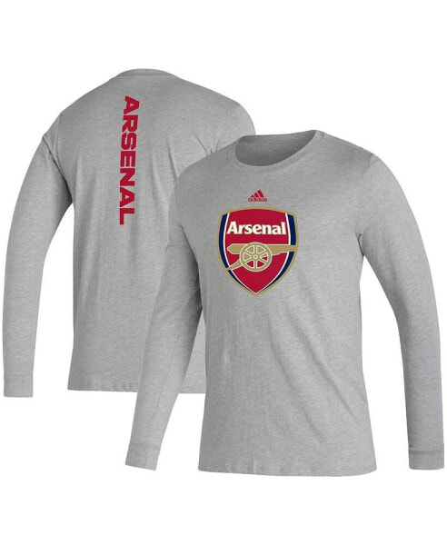 Men's Heather Gray Arsenal Vertical Wordmark Long Sleeve T-shirt