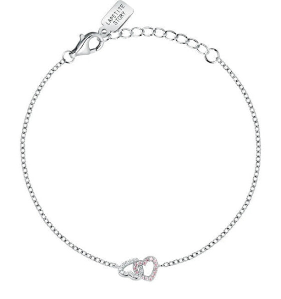 Silver bracelet Double heart with zircons Silver LPS05AWV02