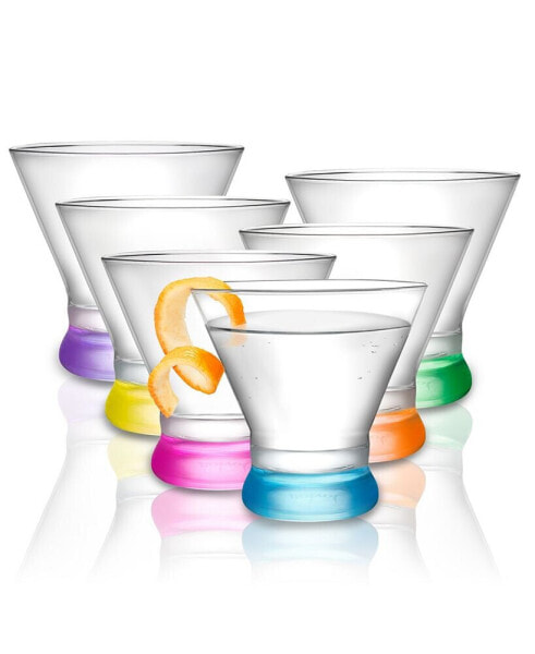 Hue Colored Stemless Martini Glasses, Set of 6