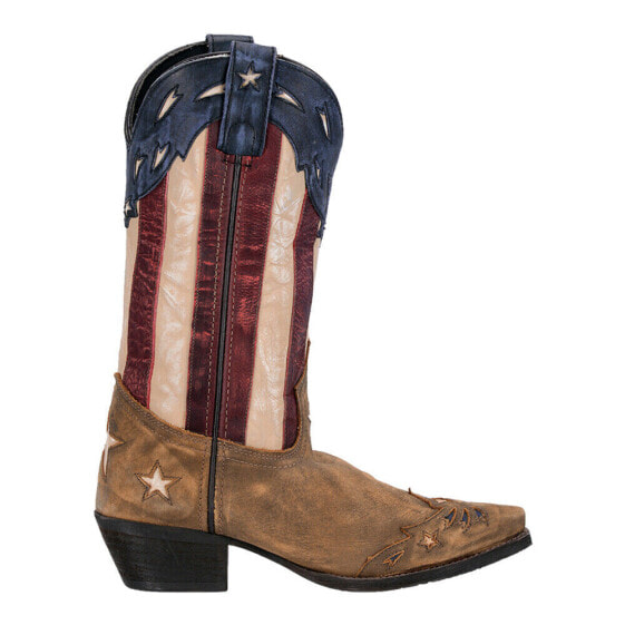 Laredo Keyes Patriotic Snip Toe Cowboy Womens Brown, Multi Casual Boots 52165