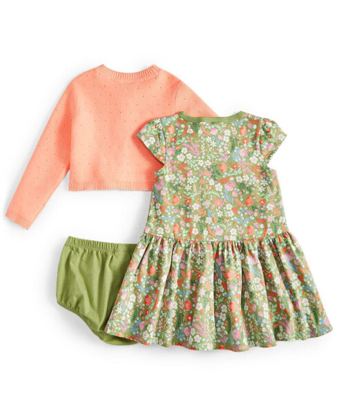 Baby Girls Cardigan and Floral-Print Dress, 2 Piece Set, Created for Macy's