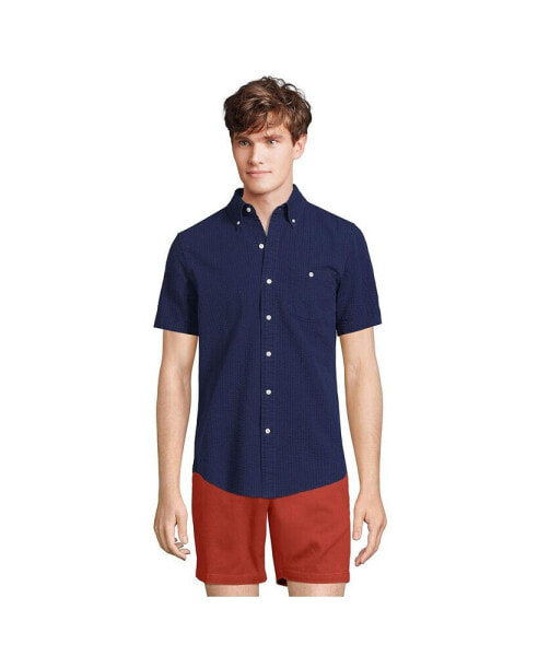 Men's Traditional Fit Short Sleeve Seersucker Shirt