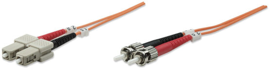 Intellinet Fiber Optic Patch Cable - OM2 - ST/SC - 3m - Orange - Duplex - Multimode - 50/125 µm - LSZH - Fibre - Lifetime Warranty - Polybag - 3 m - OM2 - ST - SC