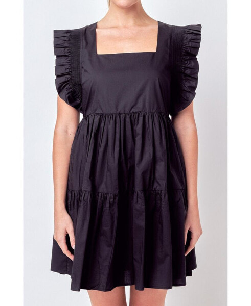 Women's Ruffled Dress with Smocking Detail