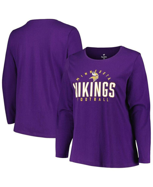 Women's Purple Minnesota Vikings Plus Size Foiled Play Long Sleeve T-shirt