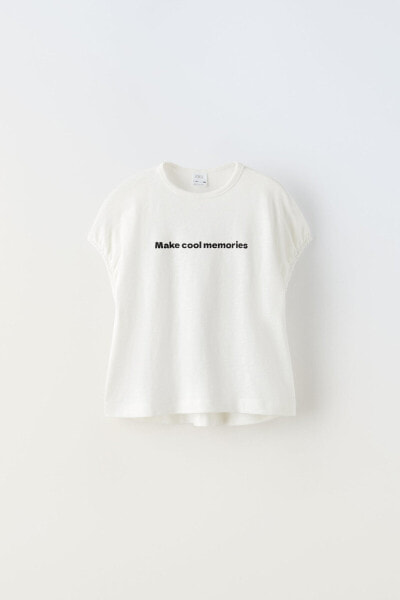 Slub knit t-shirt with slogan